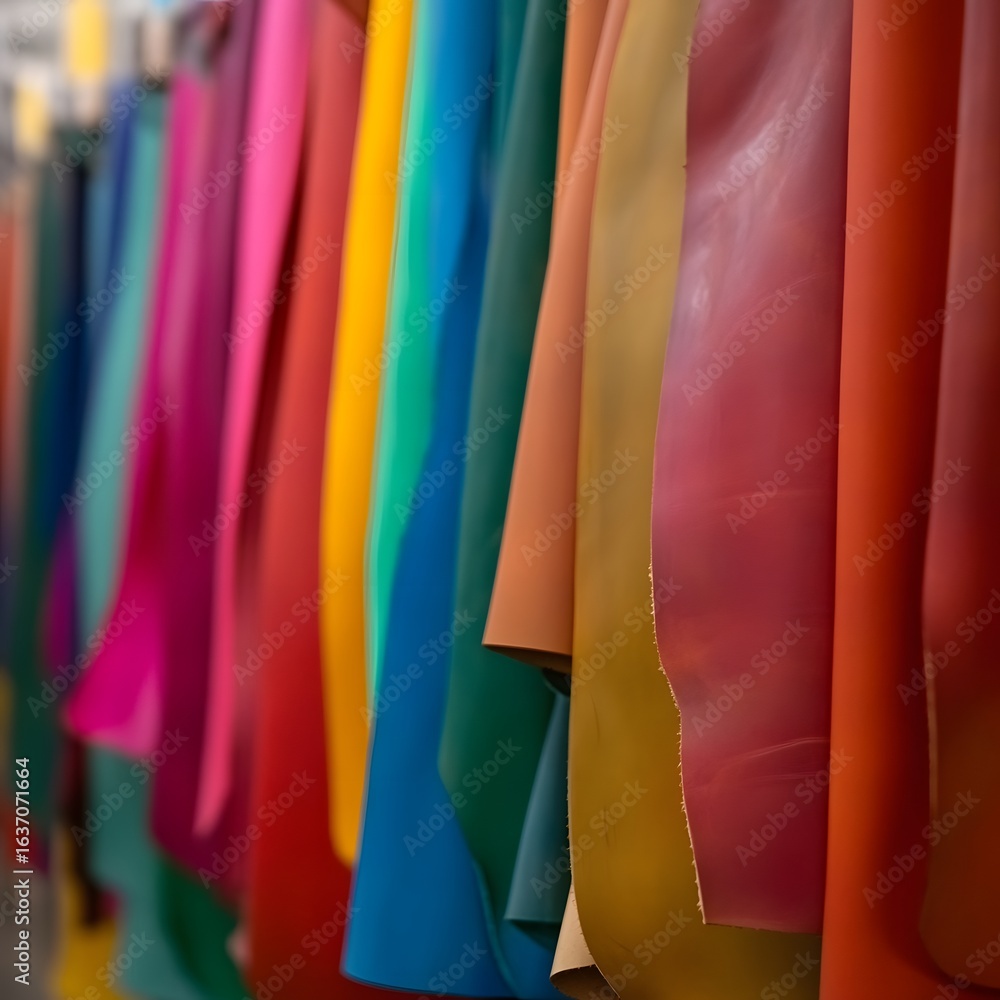 Naklejka premium Vibrant Colorful Leather Samples Rainbow Textile