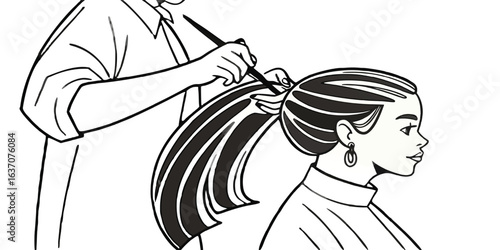 sketch of a girl with long hair