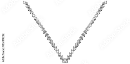 Layered Stunning Silver Chains Isolated On White Background, Antique Jewelry Vector Illustration.	