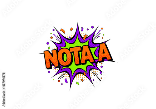 NOTA A. Ilustração em estilo de quadrinhos pop art. Símbolo de excelente avaliação, nota máxima e sucesso escolar ou acadêmico.