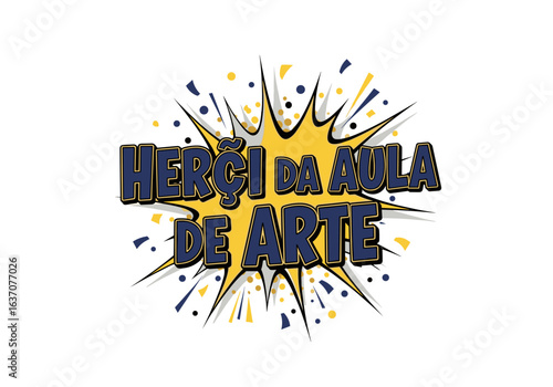 HEROI DA AULA DE ARTE. Ilustracao em estilo de quadrinhos para o dia do estudante ou professor. Vetor de arte pop para celebracao escolar.