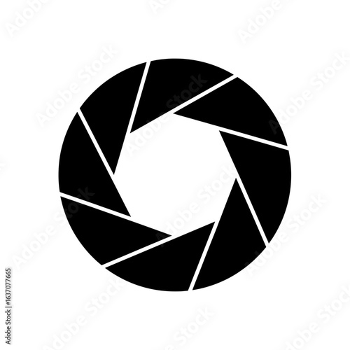 Illustration of a circular iris diaphragm with triangular openings in a geometric design