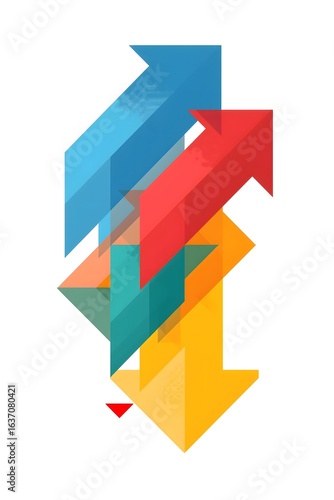 Free Download Colorful abstract graphic with intersecting arrows in blue, red, green, yellow, and orange pointing in multiple directions on a clean white background, symbolizing strategy and direction

 - GFXLoad