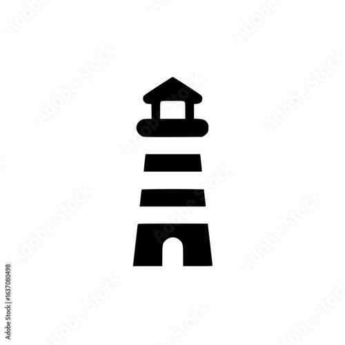 Minimal short lighthouse icon with thick horizontal stripes, symbolizing nautical guidance and coastal safety.