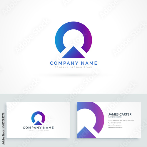 Logo of O letter in a circular shape with visiting card