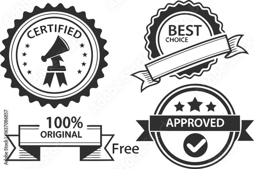 Collection of certified approved best choice original and free badges