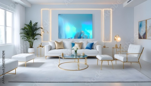 Photo interior modern design room 3d illustration