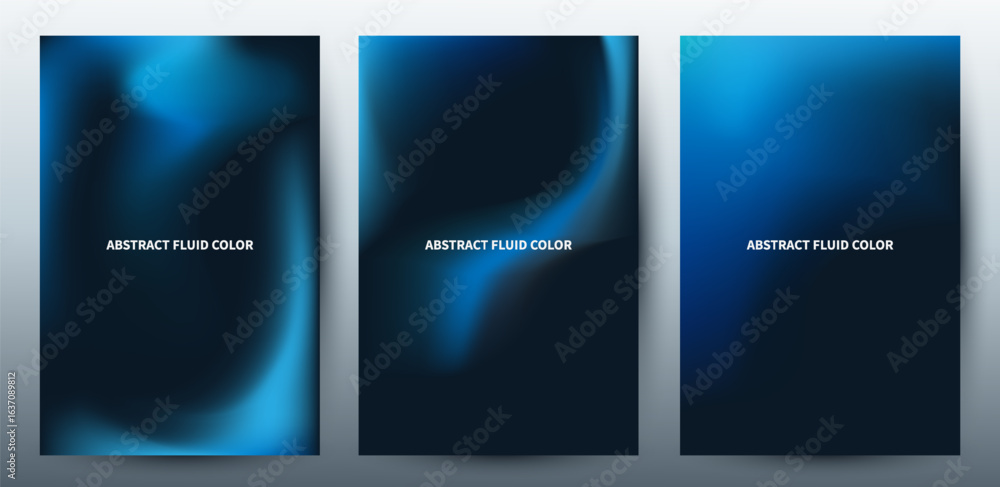 Fototapeta premium Abstract Blue Fluid Color Backgrounds Poster Set.