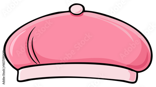 Cute pink beret fashion accessory isolated cartoon illustration design