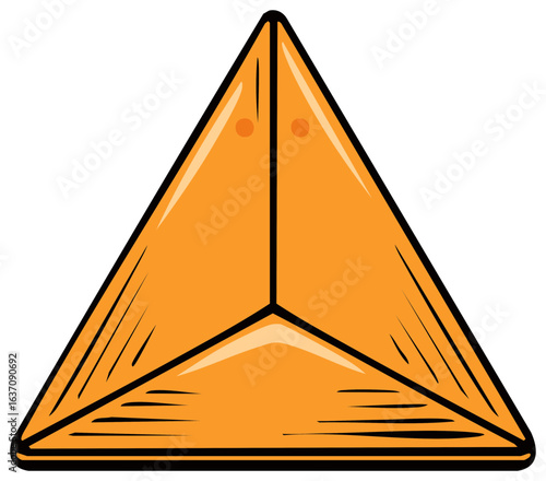 Isolated cartoon illustration of a golden hamantash pastry for Purim holiday