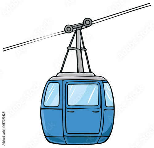 Blue Cable Car Illustration, Aerial Lift Cabin, Transportation, Gondola