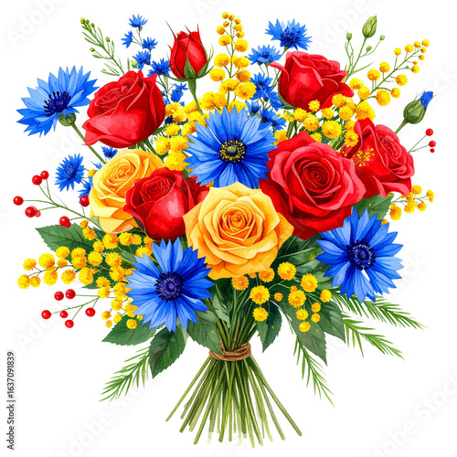 watercolor daisy wedding bouquet illustration isolated png