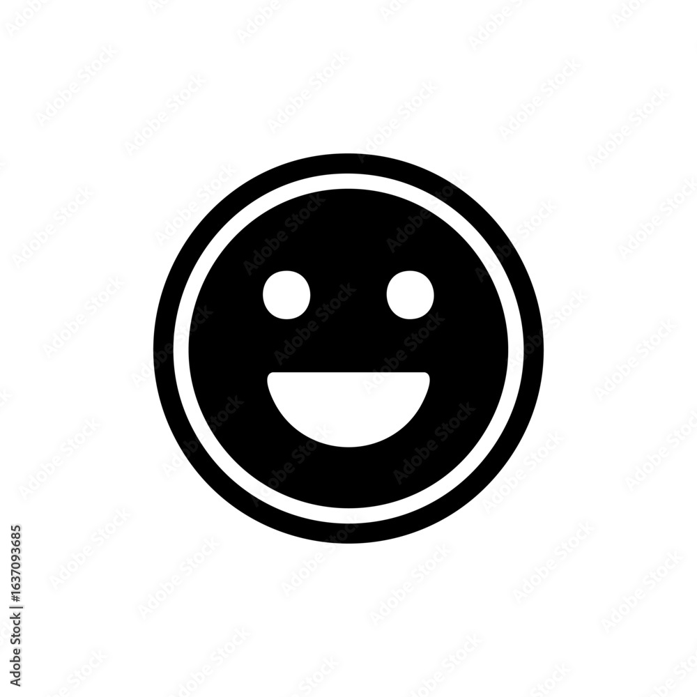 Fototapeta premium Happy emoji icon with clean, bold lines, ideal for user interface, stickers, and modern graphic projects