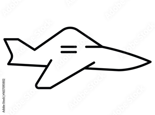 Minimalist Illustration of a Jet Aircraft in Simple Line Art Style