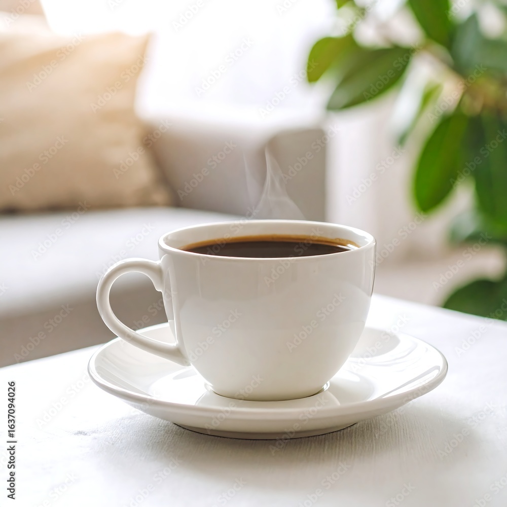 Obraz premium Cozy coffee scene in a bright room