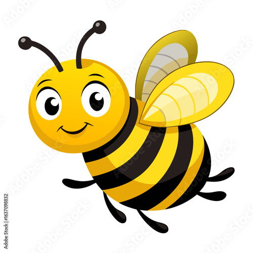 vector illustration of bee, flying, cartoon