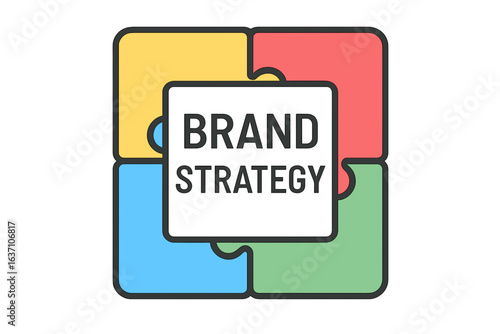 Brand strategy concept with colorful puzzle pieces illustration brand strategy puzzle