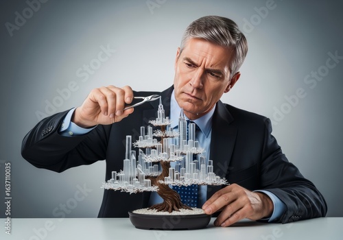 CEO pruning bonsai of glass skyscrapers careful control of fragile growth