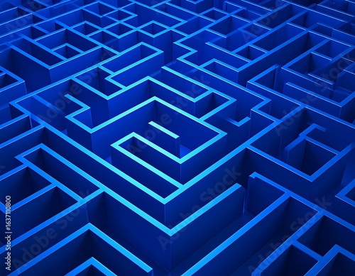 Intricate blue maze pattern