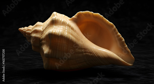 Exquisite natural seashell showcases intricate textures and warm tones, evoking coastal serenity and organic beauty.