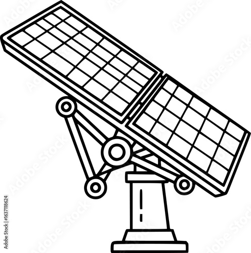 Solar tracking mount outline icon vector
