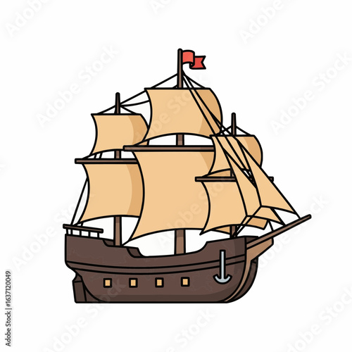 pirate ship isolated on white