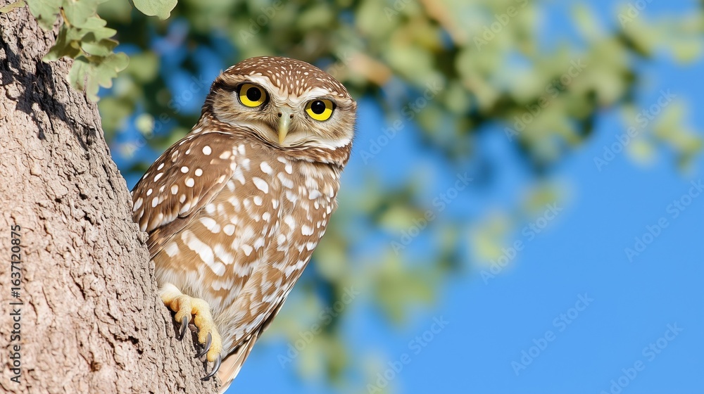 Obraz premium Owl sitting on tree