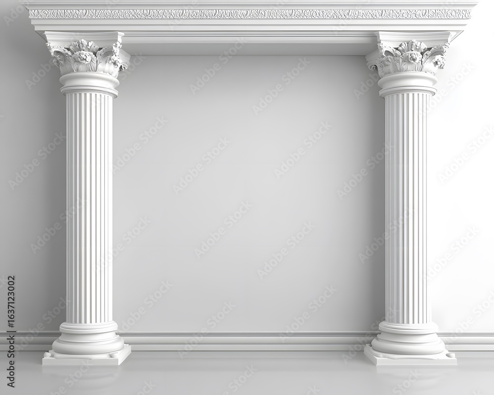 Obraz premium Elegant White Classical Columns Architectural Design Interior