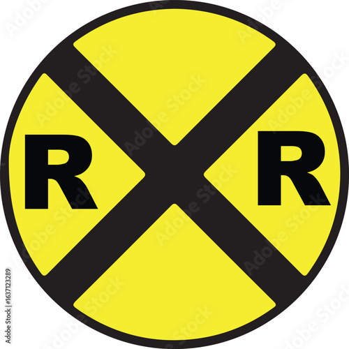 Free Download railroad crossing sign. Yellow and Black Vector illustration on transparent background. - GFXLoad