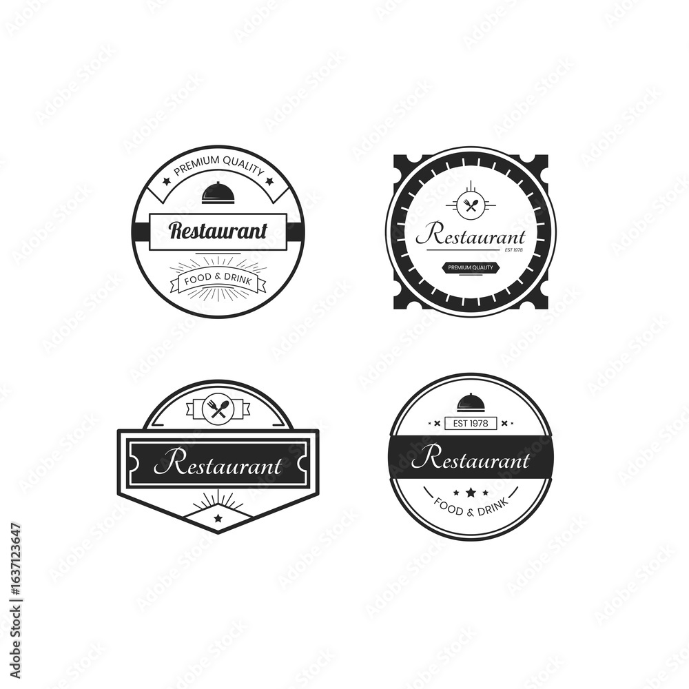 Obraz premium restaurant logo with artistic line frame 