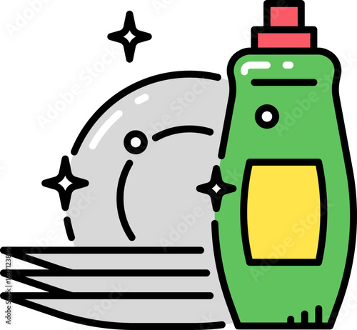 Clean dishes line icon