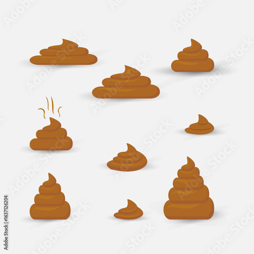 set of dirty brown poopy isolated on white background excrement shit icon vector illustration