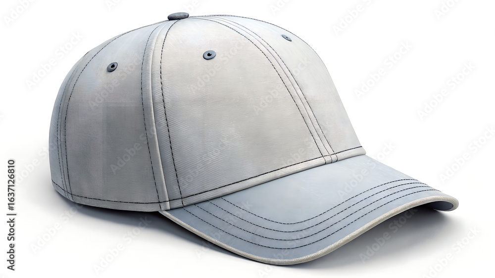 Fototapeta premium Silver baseball cap isolated on white background for sport or casual wear
