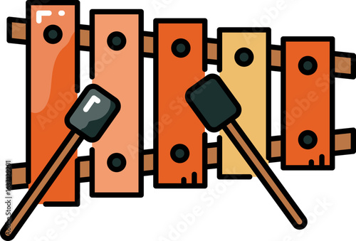 Xylophone music instrument line icon