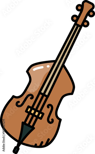 Double bass music instrument line icon