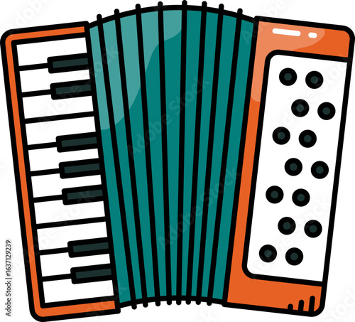 Accordion music instrument line icon