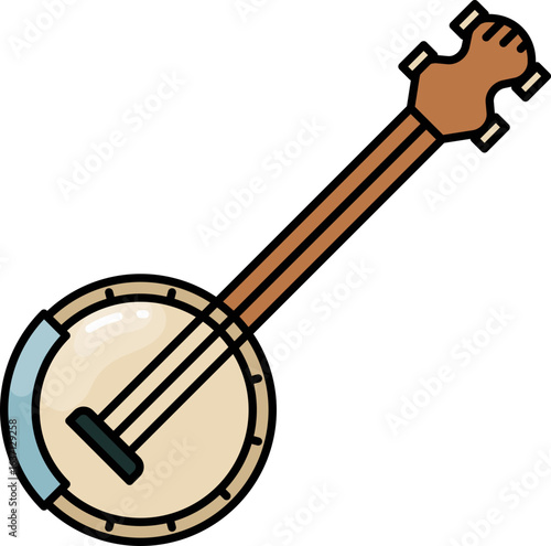 Banjo music instrument line icon