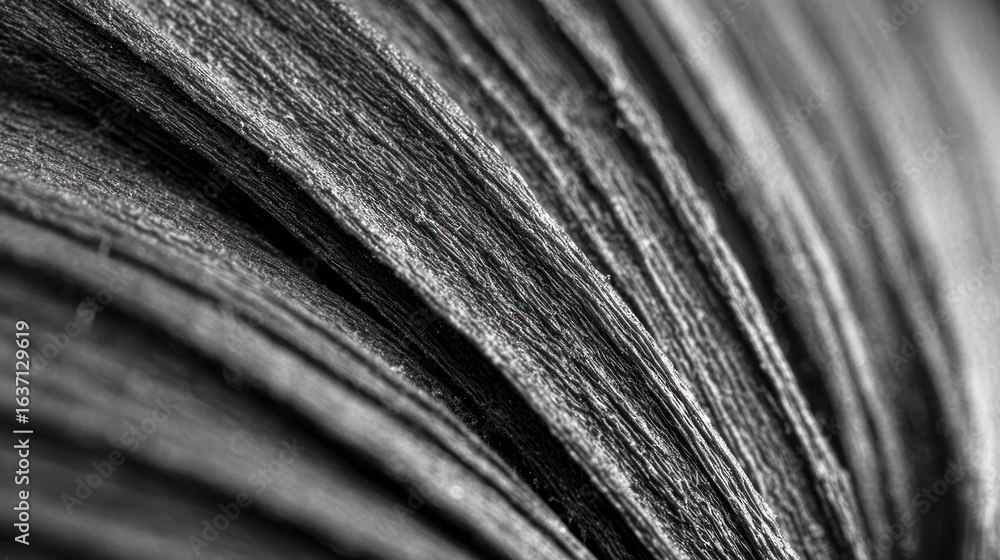 Fototapeta premium Abstract close-up of layered, textured material in monochrome, resembling wood grain