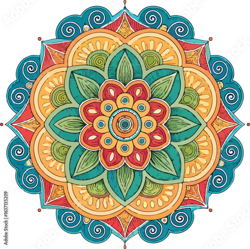 Decorative Mandala design line art, traditional design