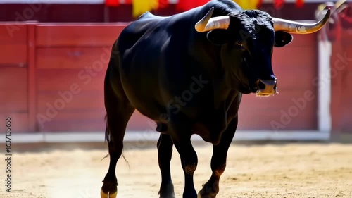 Black bull in a bullring (1)
