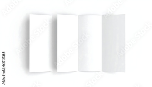 Blank White Tri-Fold Brochure Mockup on a Clean White Background with Soft Shadows