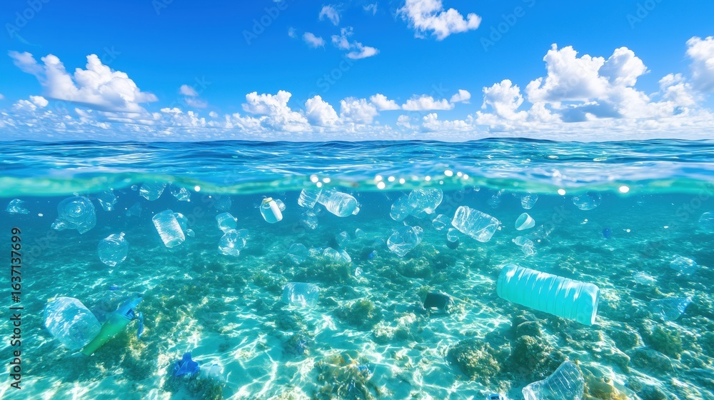 Fototapeta premium Plastic Pollution In Ocean