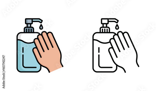 Hand Sanitizer Dispenser and Proper Handwashing Technique Promoting Hygiene to Stop the Spread of Germs