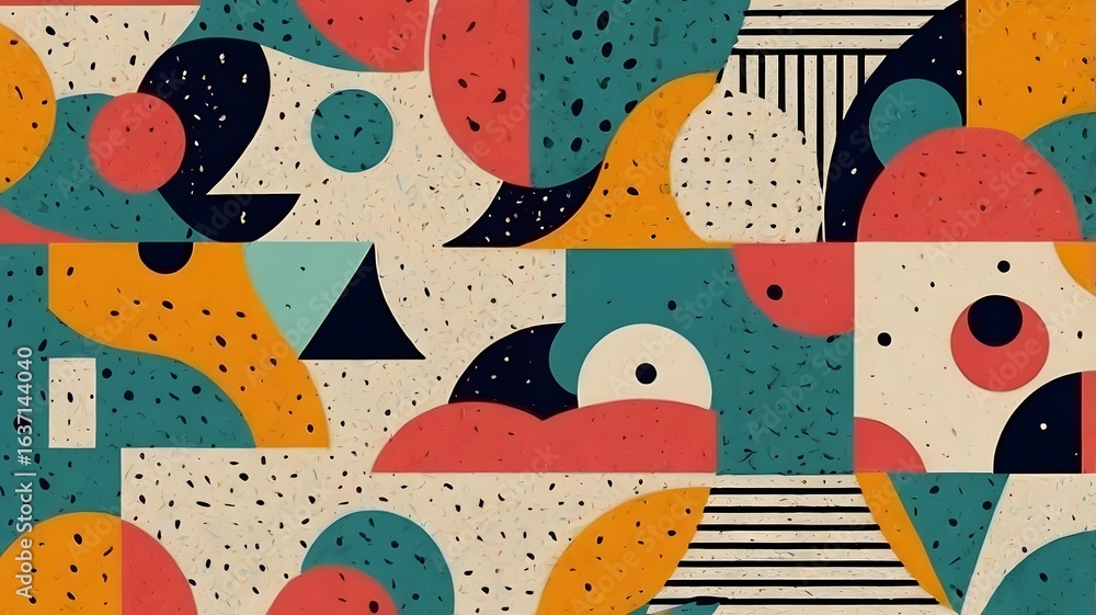 Retro-style abstract Memphis shapes and vibrant colors Retro-style abstract Memphis shapes and vibrant colors
