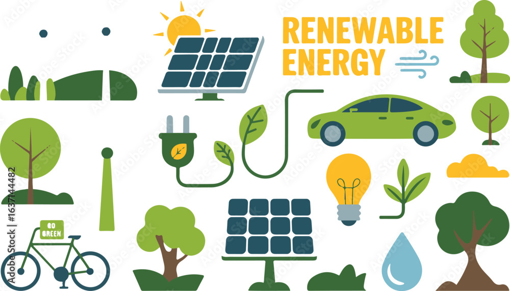 Fototapeta premium Renewable Energy Icons Collection
