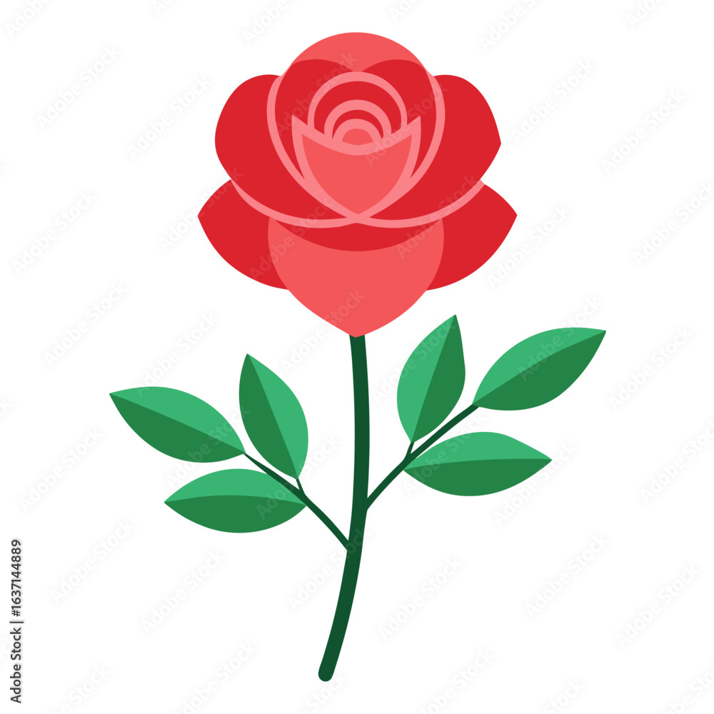 Obraz premium red rose with leaves