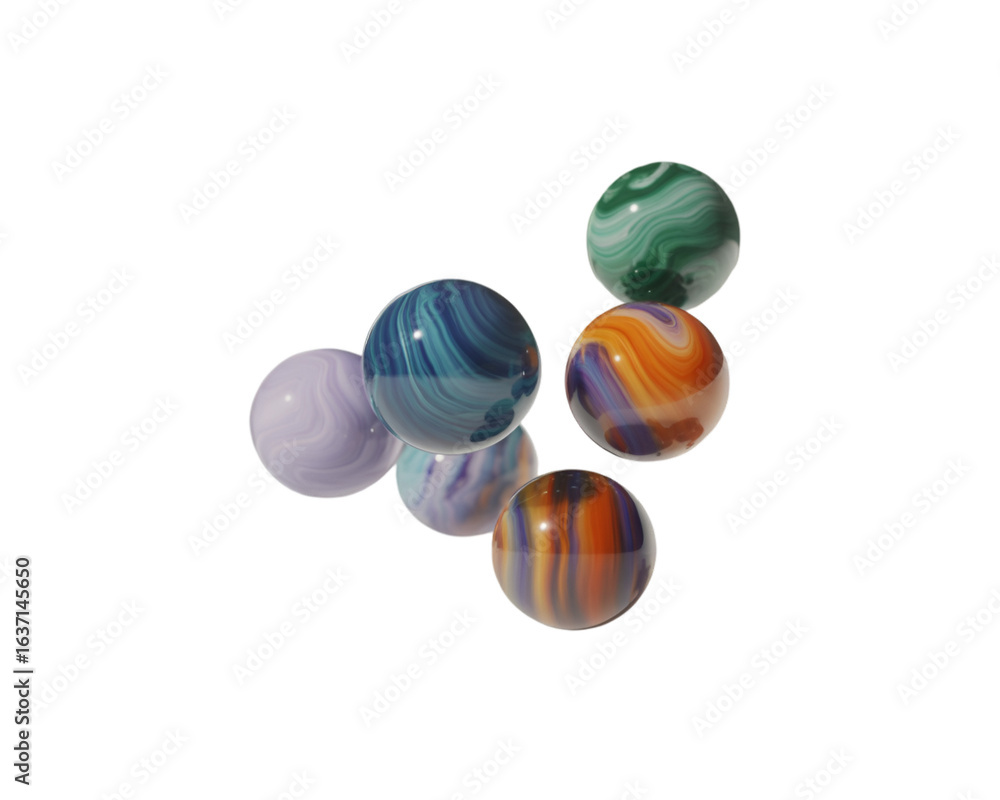 Fototapeta premium Colorful marbled spheres isolated on white background for abstract art and design decoration concepts 