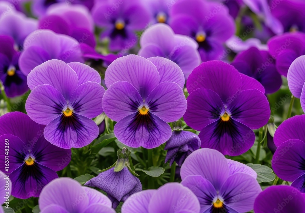 Exquisite beauty: A vibrant display of purple pansies in full bloom Exquisite beauty: A vibrant display of purple pansies in full bloom