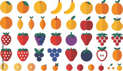Fruit Vector Set on Transparent Background for Healthy Food Designs