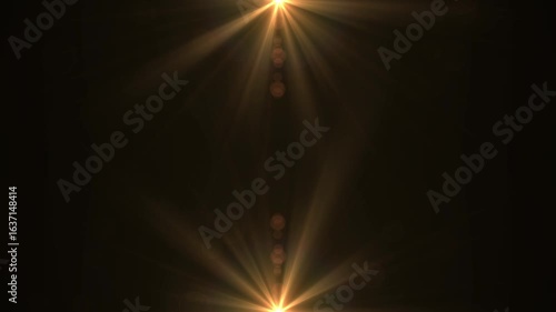 Gold colored optical flare light beam animation
